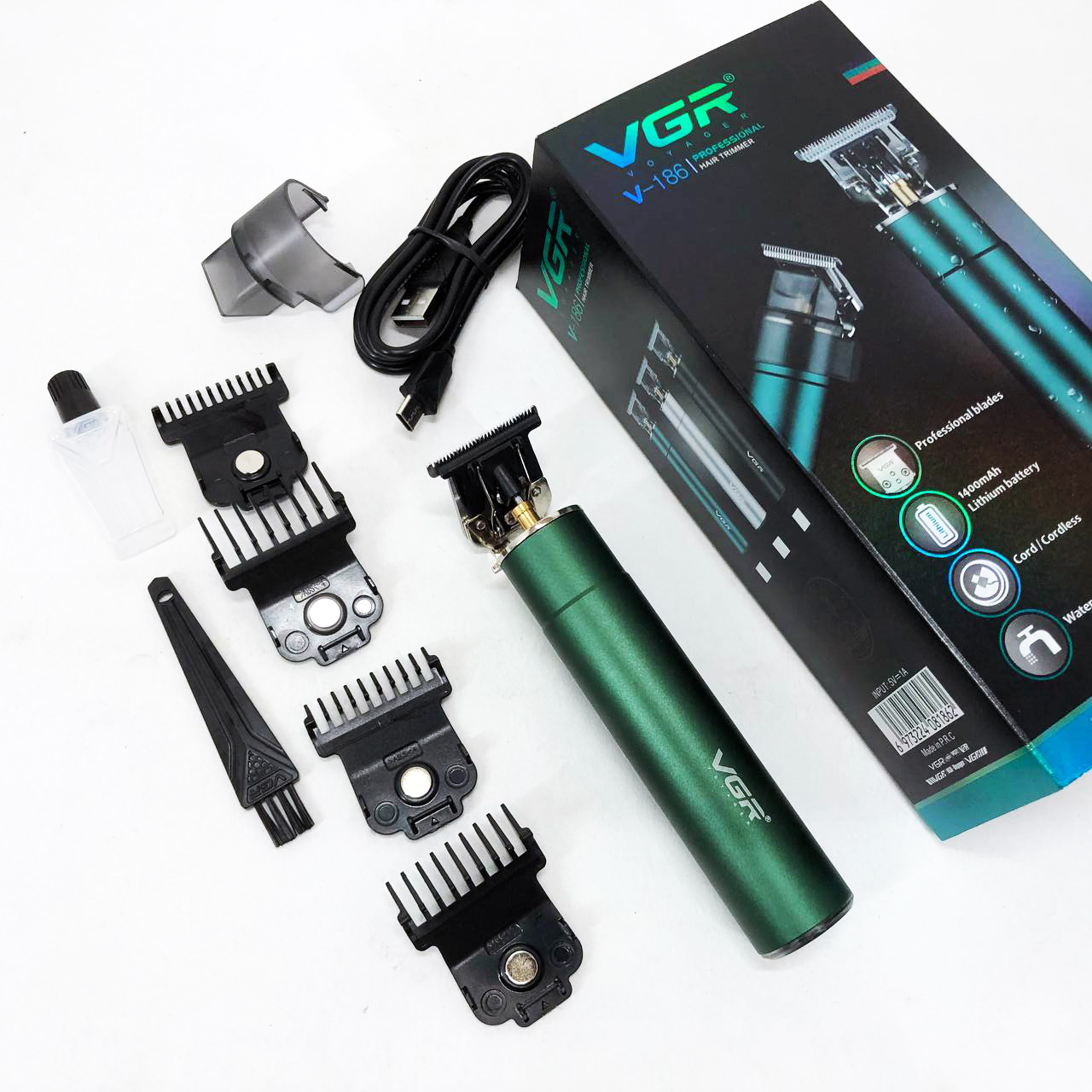 Машинка для стрижки акумуляторна VGR V-186 триммер для волосся та бороди - Зображення 2