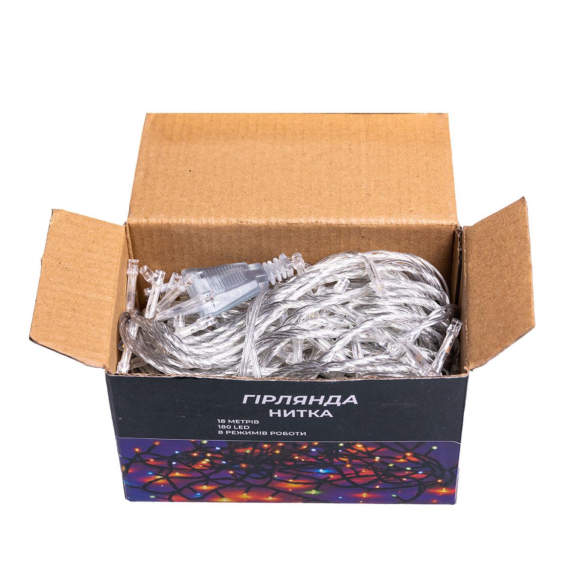 Новорічна гірлянда кімнатна нитка 18 м 180 LED кімнатна гірлянда білий провід Жовте світло W180LED18MWY - Зображення 3