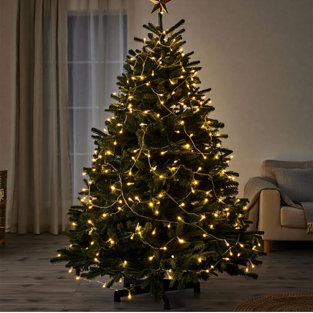 Новорічна гірлянда кімнатна нитка 18 м 180 LED кімнатна гірлянда білий провід Жовте світло W180LED18MWY