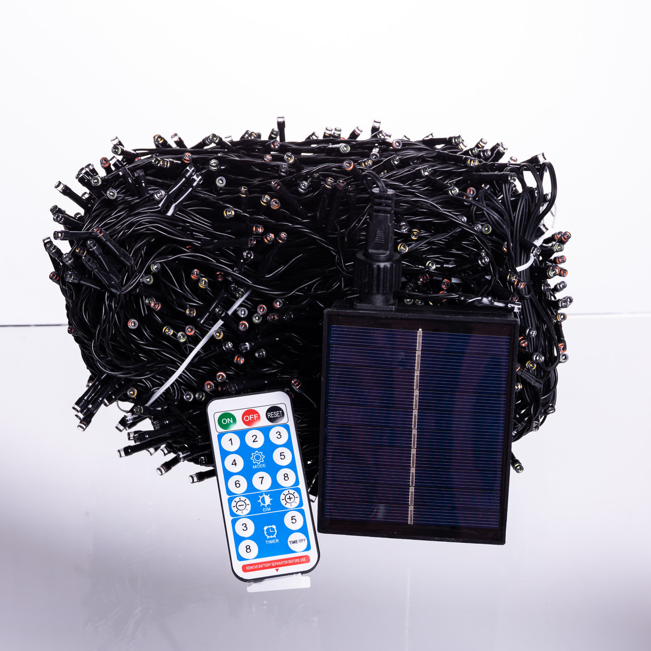 Новорічна гірлянда вулична 100 м 1000 LED з сонячною батареєю чорний провід Мультиколір SB1000L100MBML - Зображення 3