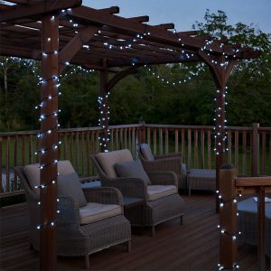 Новорічна гірлянда вулична 50 м 500 LED з сонячною батареєю чорний провід Білий SB500L50MBW