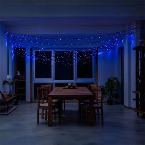 Новорічна гірлянда вулична 50 м 500 LED з сонячною батареєю чорний провід Синій SB500L50MBBL