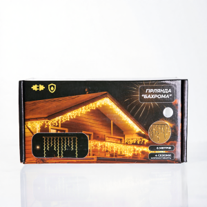 Новорічна гірлянда вулична Бахрома 6 м 105 LED чорний провід Білий 6МBW