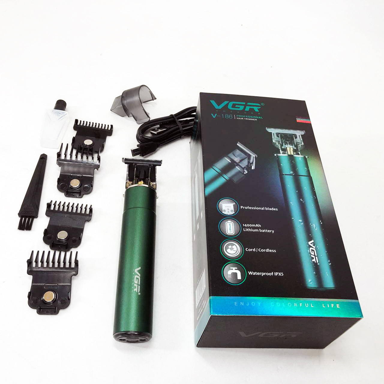 Машинка для стрижки акумуляторна VGR V-186 триммер для волосся та бороди - Зображення 10